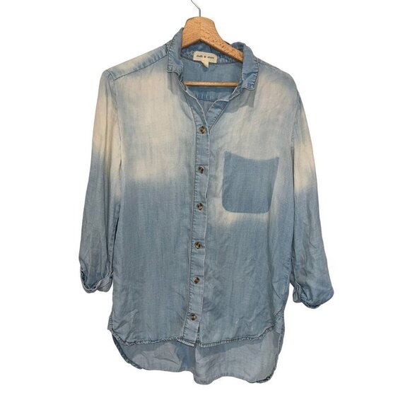 Anthropologie Cloth & Stone Womens Medium Blue Ombre Button-Up Shirt Size Large - Picture 1 of 8
